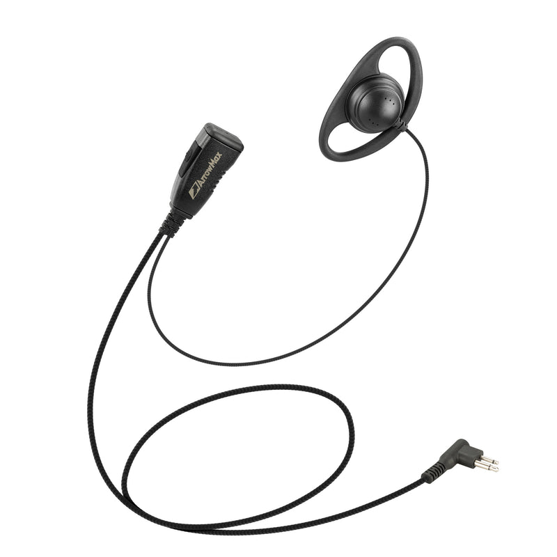 Arrowmax AEH2500-M12 D-Shape Style Braided Cable Earpiece Style Lapel PTT Compatible with Motorola Two-Way Radios SL7550e SL7580 SL300 SL3500e SL4000 SL8550e SL1K TLK100 DLR110 Curve