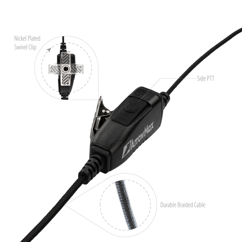 ArrowMax AEH3000-K2 Swivel Earpiece Compatible with BaoFeng BTECH UV-5R UV-5RA UV-5RE UV-5R3 BF-F8HP UV-82HP Kenwood 2-PIN 2 Pin Radios NX-1200 NX-1300 NX-P1200 NX-P1300 NX-3220 NX-3320 NX-3420 TH-D72A TH-D74A TH-K20A