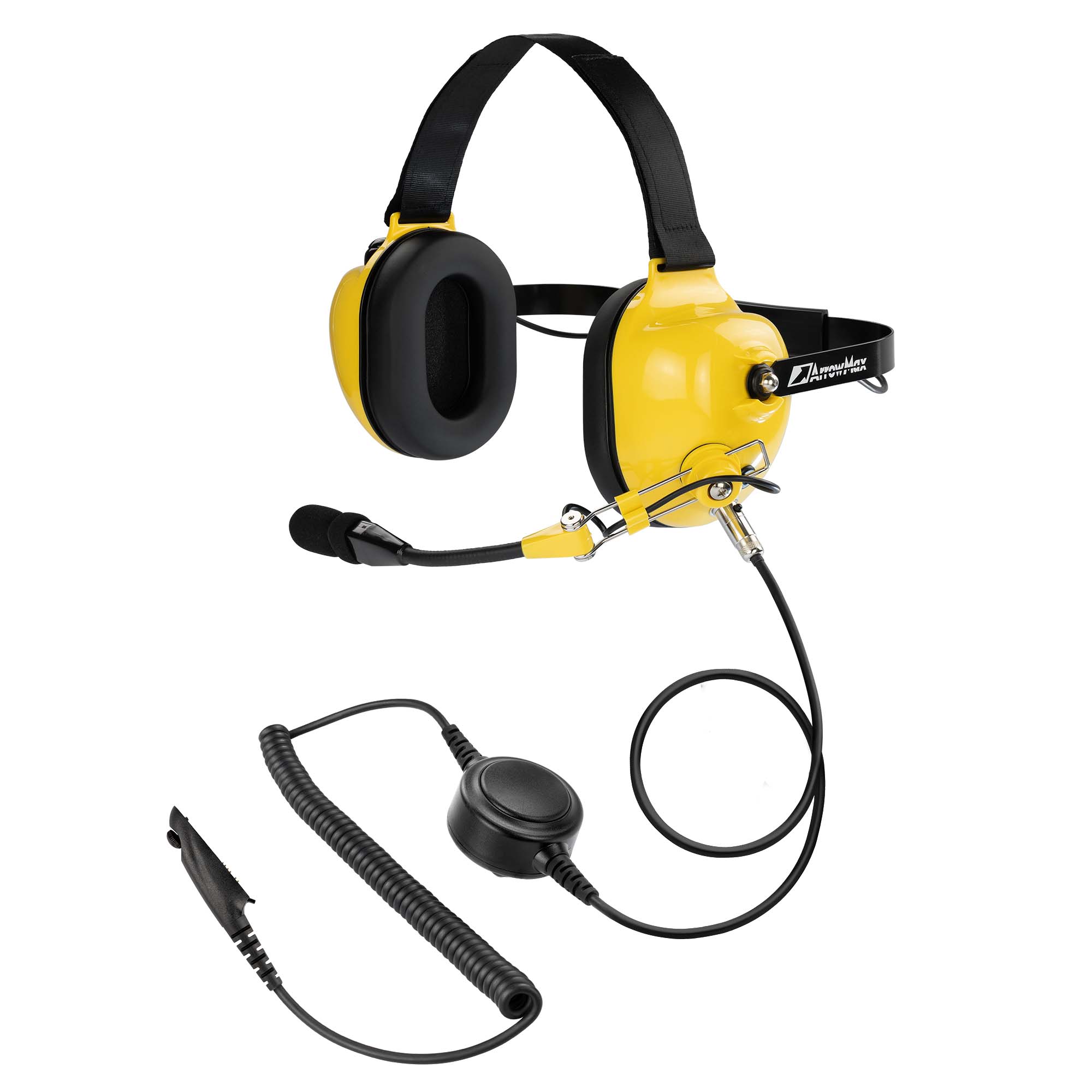 ArrowMax Noise Cancelling Heavy Duty Headset Yellow for Motorola Radios