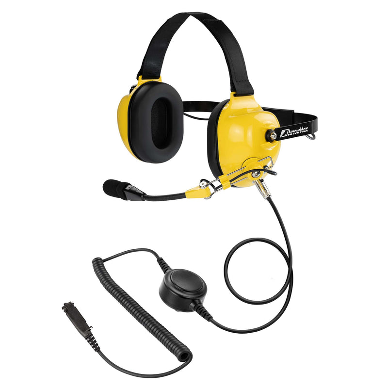 ArrowMax AHDH0032-YW-S2 Behind-The-Head Dual Muff PNR Headset with PTT and Noise Cancelling MIC for Sepura STP8200 STP9000