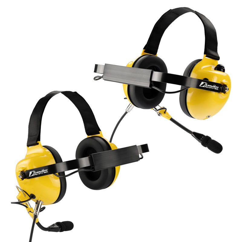 ArrowMax AHDH0032-YW-Y2 Behind-The-Head Dual Muff PNR Headset with PTT and Noise Cancelling MIC for Vertex EVX-S24 VX-270R