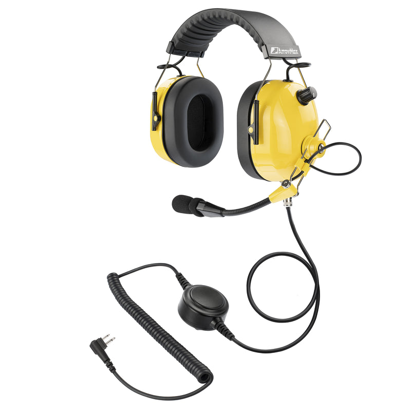 ArrowMax AHDH0042-YW-M1 Behind-The-Head Dual Muff PNR Headset with PTT and Noise Cancelling MIC for Motorola CP200D CP100D R2 DEP450 BPR40D CP200 CP185 BPR40 Yaesu FT-65 FT-25 FT-4X/V