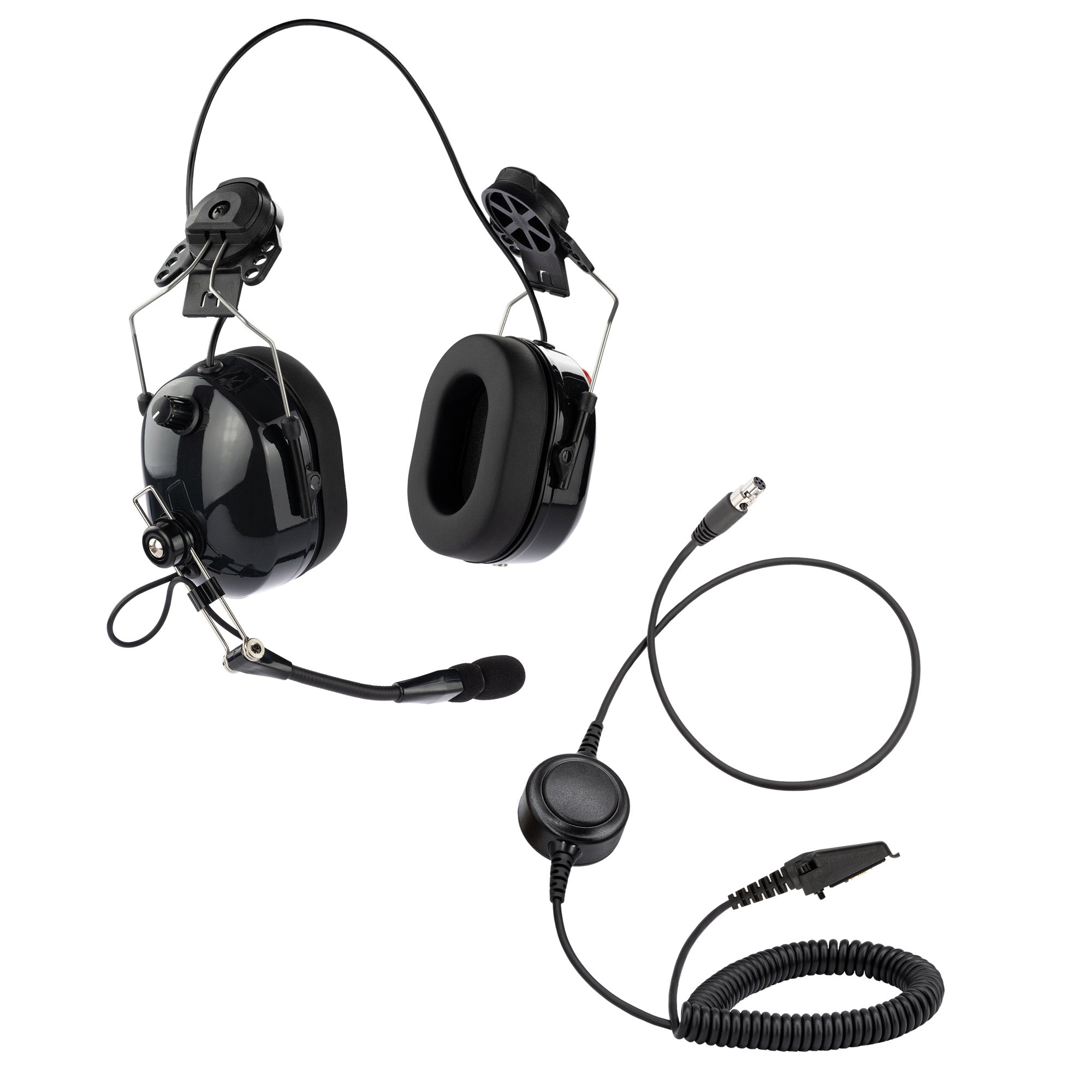 ArrowMax 2-Way Hard-Hat Mount Headset Black for Kenwood Radios