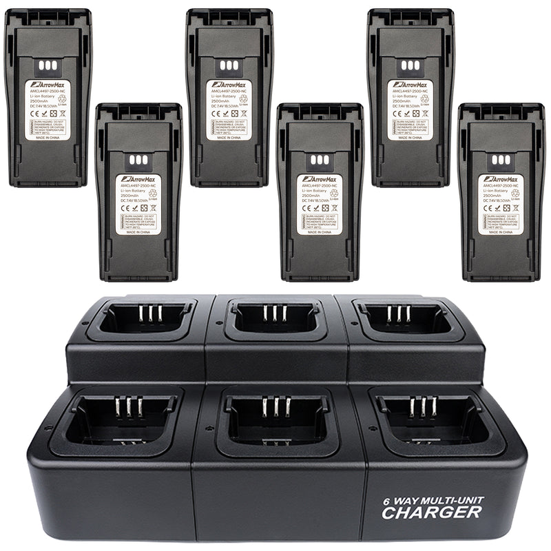 ArrowMax CB6-AMCL4497-2500-D Battery and Charger Combo Motorola CP200 MOTOTRBO CP200D EP450