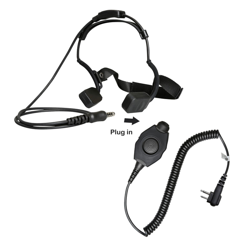 Tactical Bone Conduction Headset with Military PTT for Motorola CP110 CP200 CP200D PR400 Mag One A8 BPR40 EP450