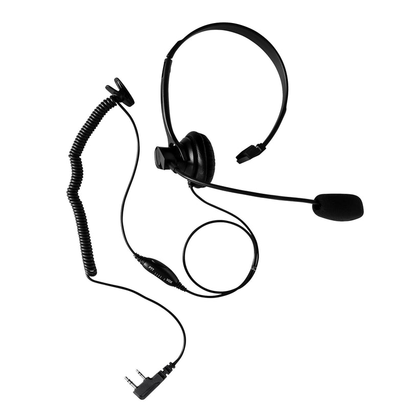 ArrowMax AHDH1000-K2 Single Side Over-The-Head Headphone with Boom MIC Compatible with BaoFeng BTECH UV-5R UV-5RA UV-5RE UV-5R3 BF-F8HP UV-82HP Kenwood 2-PIN 2 Pin Radios NX-1200 NX-1300 NX-P1200 NX-P1300 NX-3220 NX-3320 NX-3420 TH-D72A TH-D74A TH-K20A